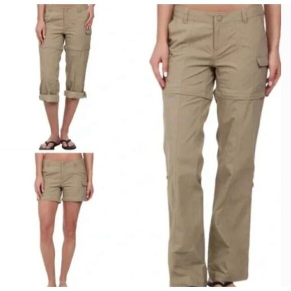 The North Face convertible cargo hiking pants Size 6 khaki - Picture 1 of 8